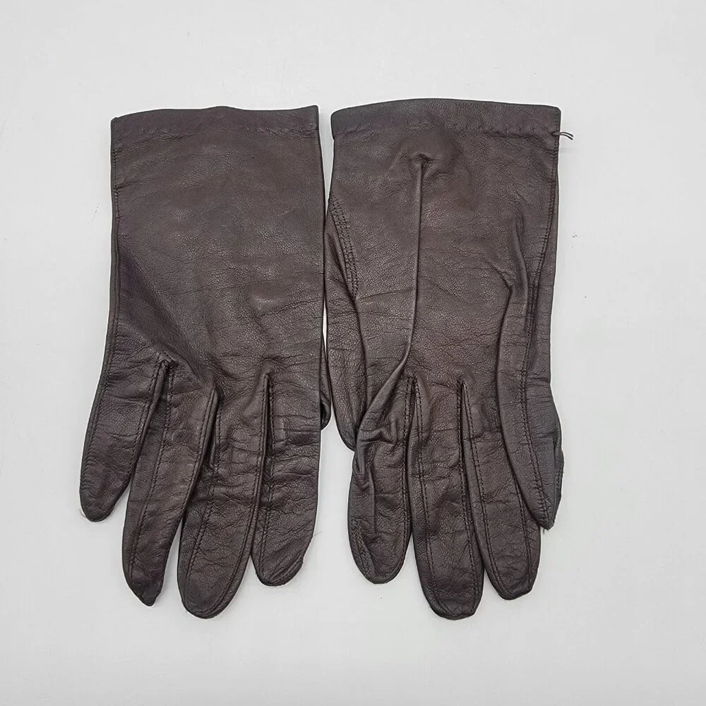 Vintage‎ Alexette Bacmo Leather Gloves Size 6.5 Super Soft Brown Button Close
